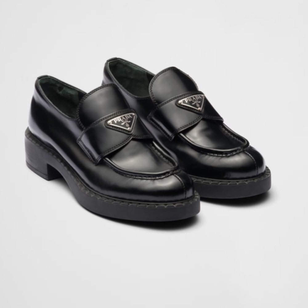 Prada brushed leather loafers